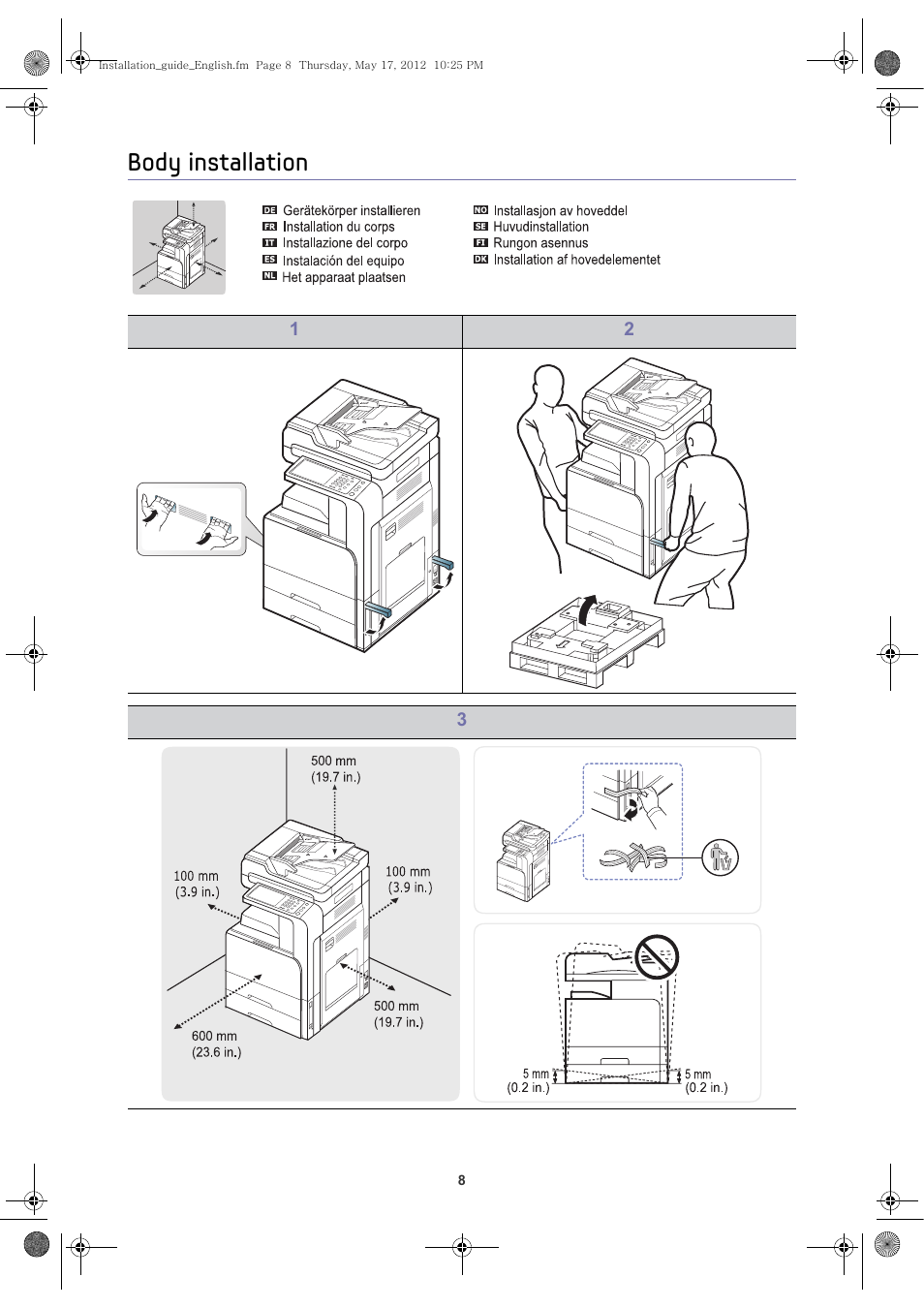 Body installation | Samsung CLX-9301NA-XAA User Manual | Page 9 / 26