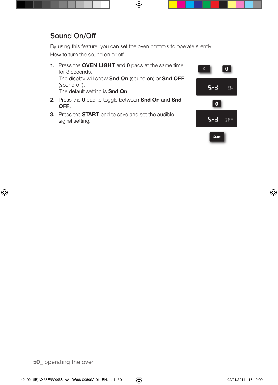 Sound on/off | Samsung NX58F5300SS-AA User Manual | Page 50 / 76