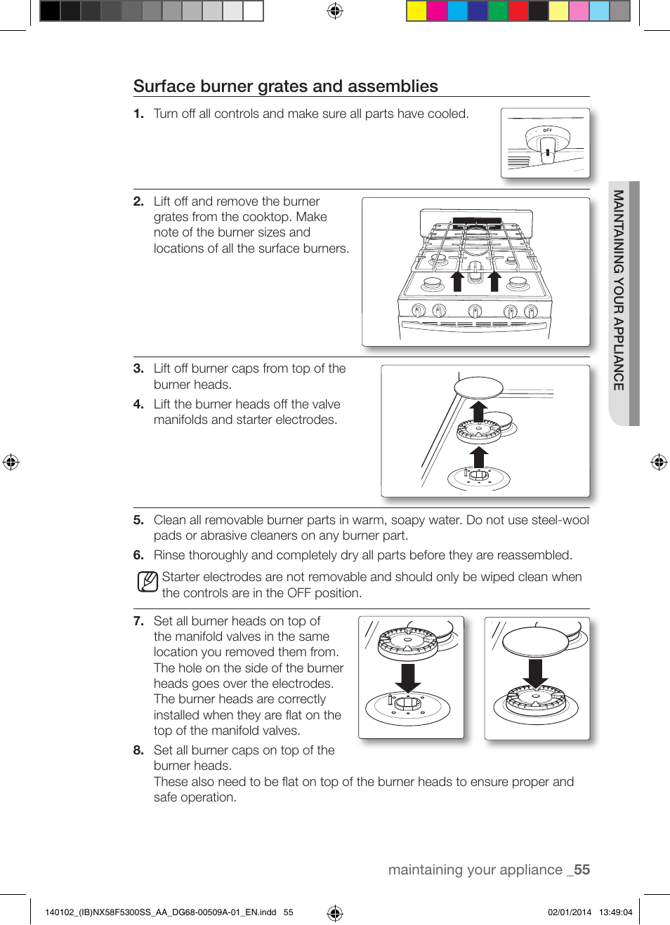 Surface burner grates and assemblies | Samsung NX58F5300SS-AA User Manual | Page 55 / 76