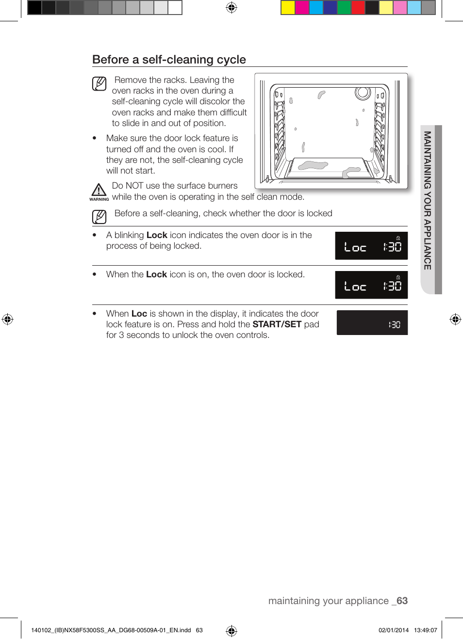 Before a self-cleaning cycle | Samsung NX58F5300SS-AA User Manual | Page 63 / 76