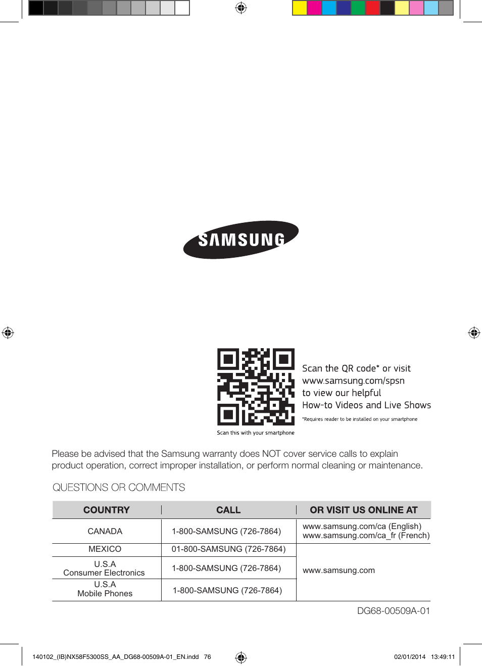 Samsung NX58F5300SS-AA User Manual | Page 76 / 76