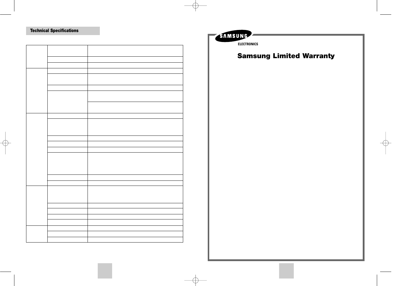 Samsung limited warranty | Samsung DVD-V4700-XAC User Manual | Page 19 / 20