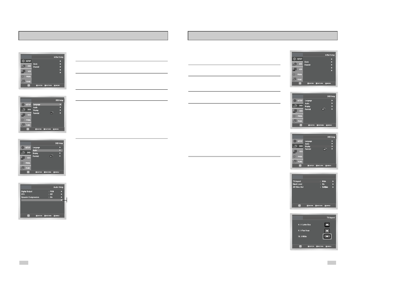 Tv aspect ratio, Pcm down sampling | Samsung DVD-V3500-XAA User Manual | Page 16 / 35