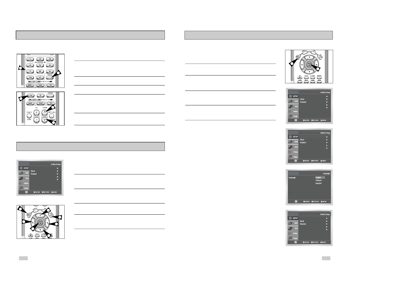 Menu language, Basic tv tuner operations, On-screen menu navigation | Samsung DVD-V3500-XAA User Manual | Page 9 / 35