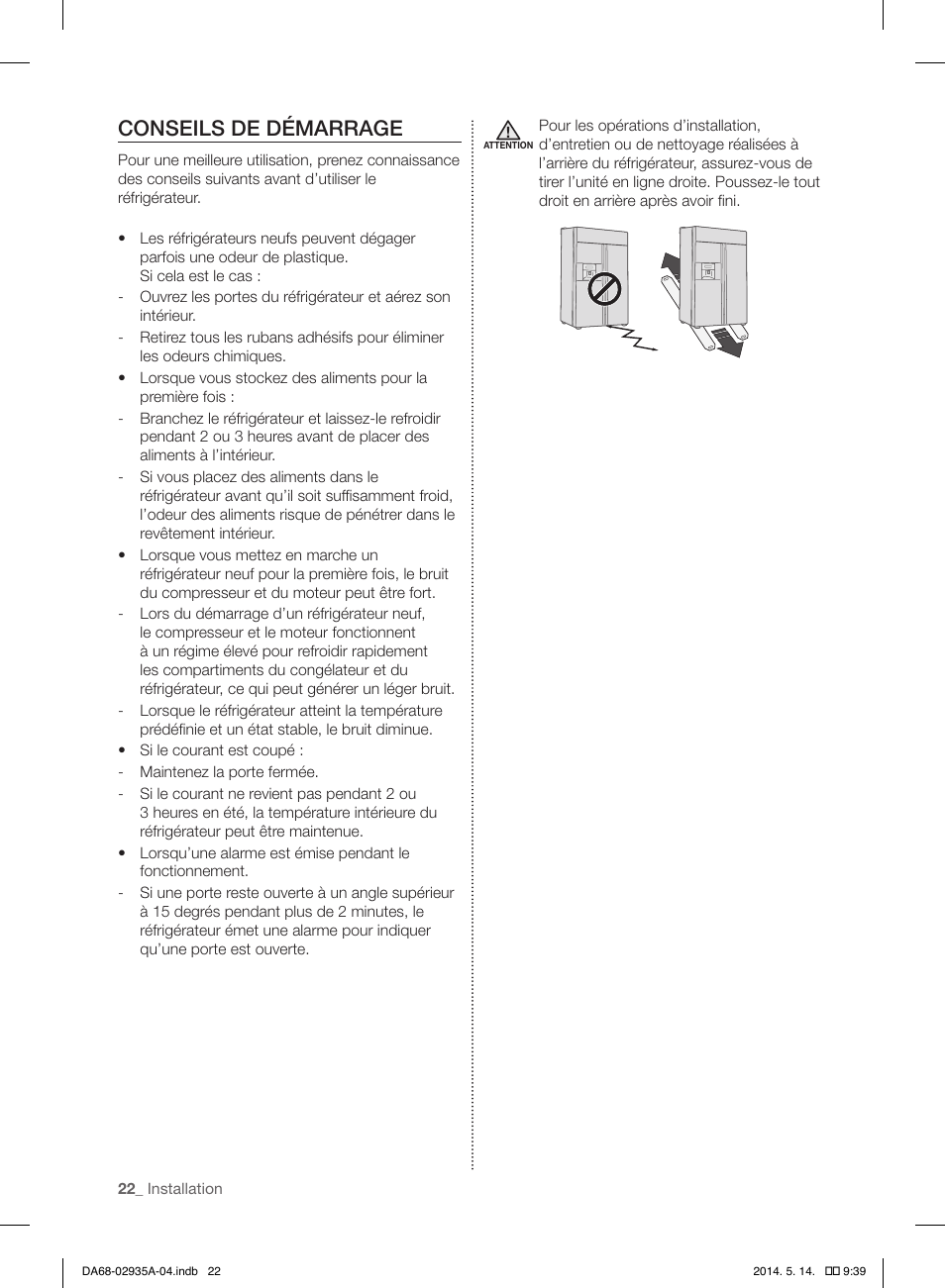 Conseils de démarrage | Samsung RS27FDBTNSR-AA User Manual | Page 128 / 312