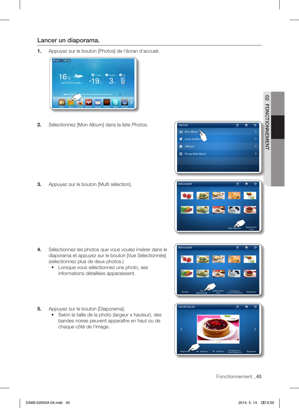 Lancer un diaporama | Samsung RS27FDBTNSR-AA User Manual | Page 151 / 312