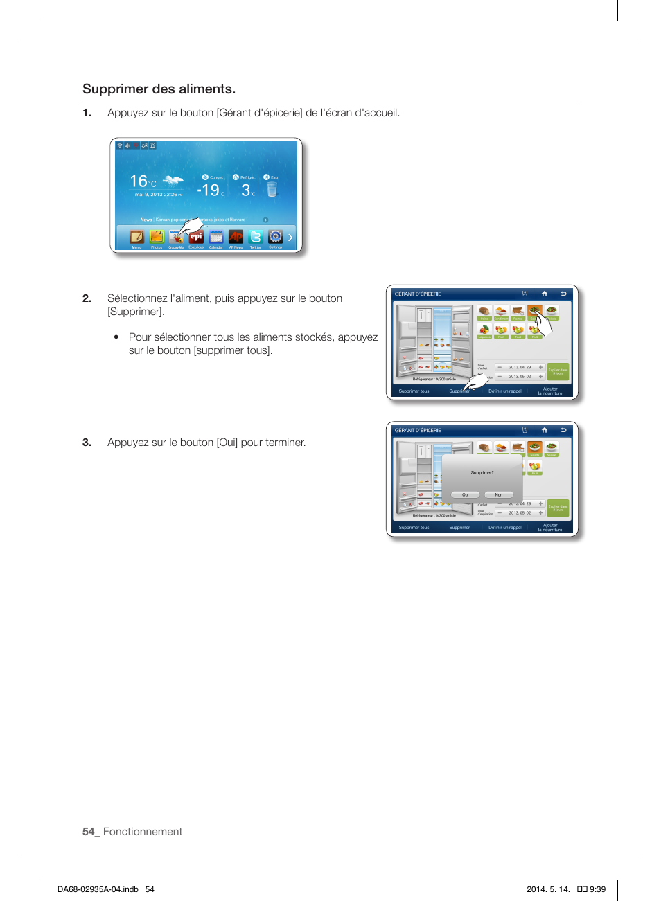 Supprimer des aliments | Samsung RS27FDBTNSR-AA User Manual | Page 160 / 312