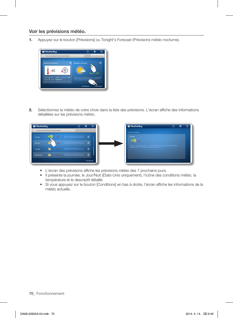 Voir les prévisions météo | Samsung RS27FDBTNSR-AA User Manual | Page 176 / 312