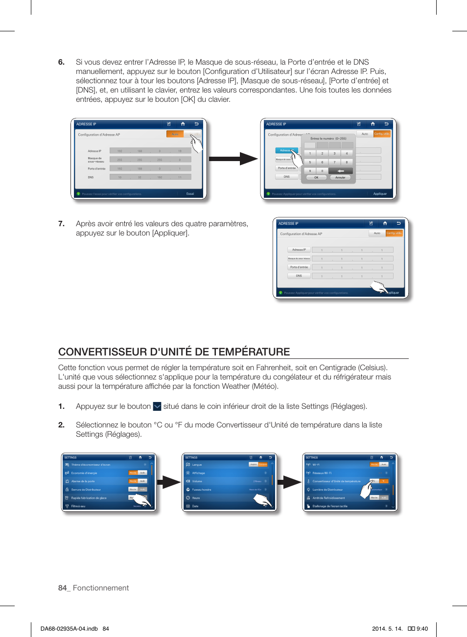 Convertisseur d'unité de température | Samsung RS27FDBTNSR-AA User Manual | Page 190 / 312