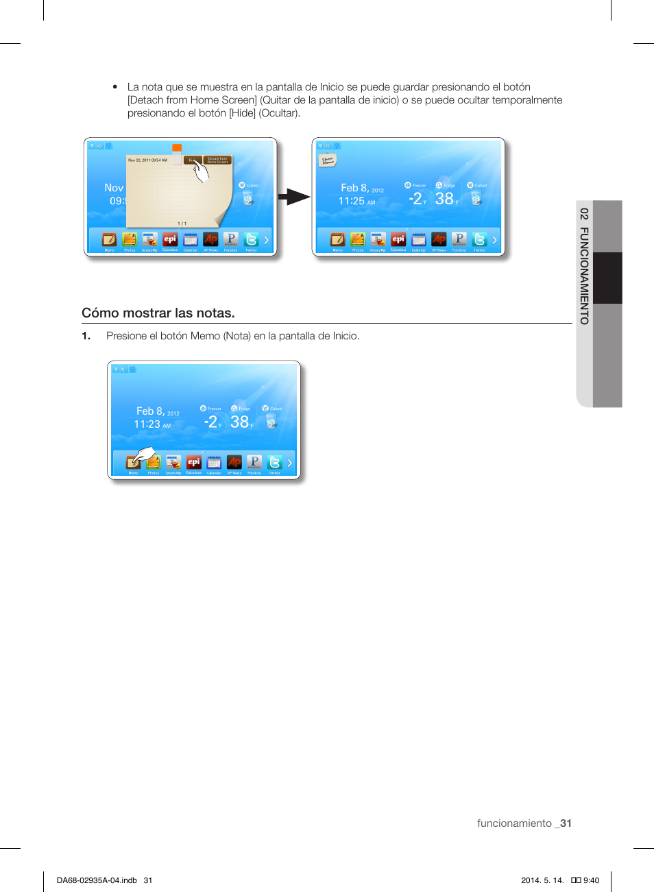 Cómo mostrar las notas | Samsung RS27FDBTNSR-AA User Manual | Page 237 / 312