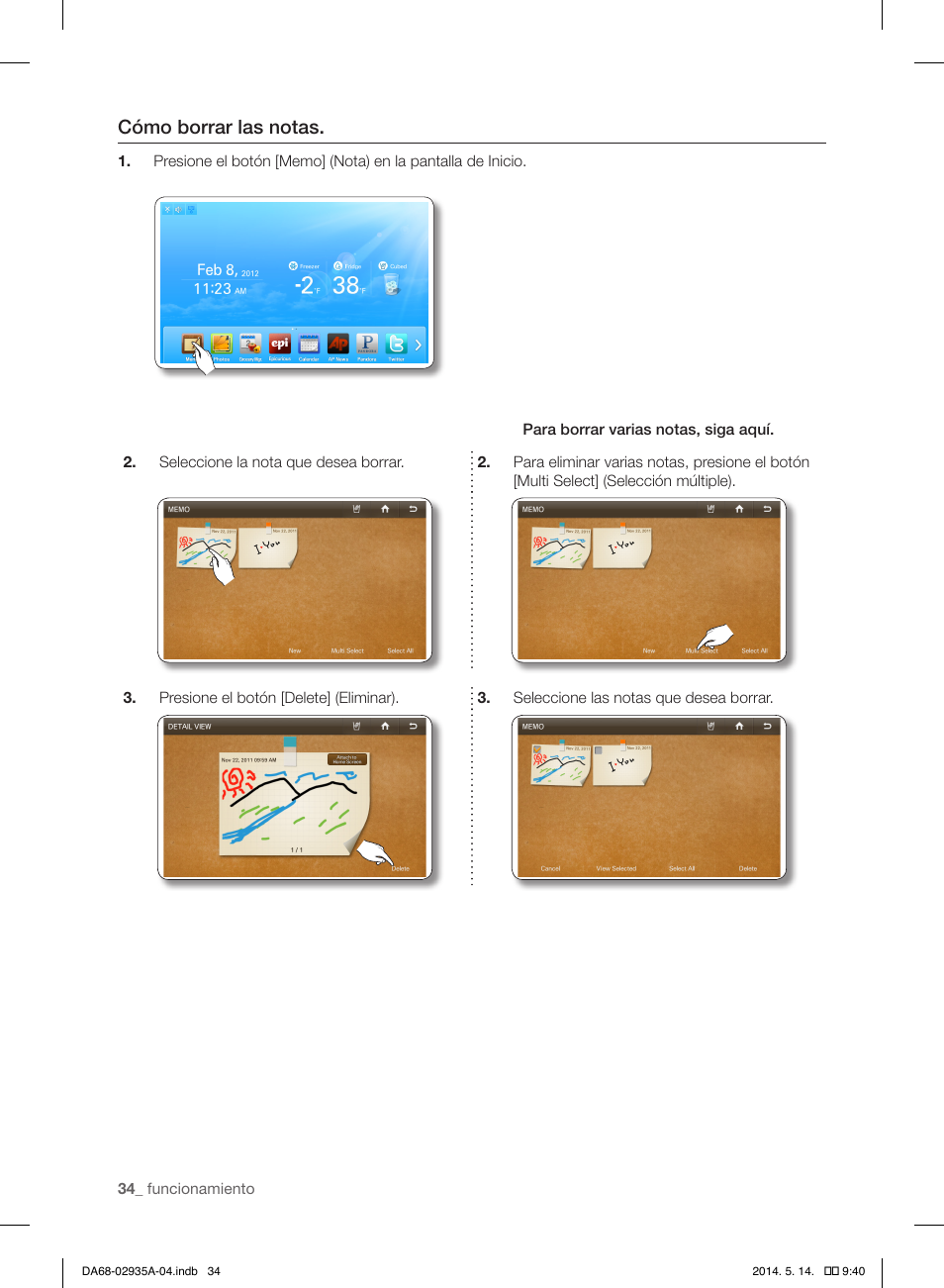 Cómo borrar las notas | Samsung RS27FDBTNSR-AA User Manual | Page 240 / 312