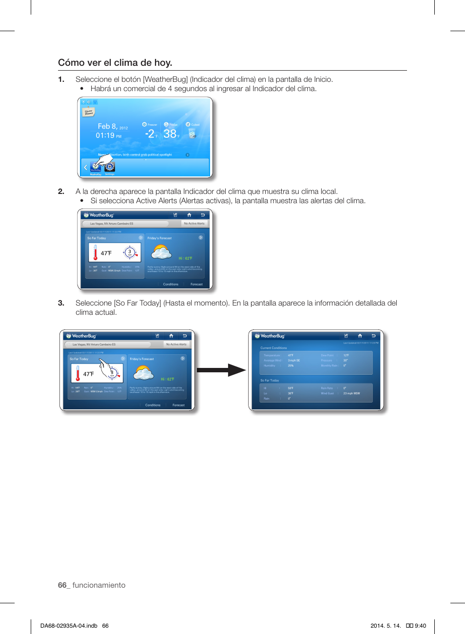 Cómo ver el clima de hoy | Samsung RS27FDBTNSR-AA User Manual | Page 272 / 312