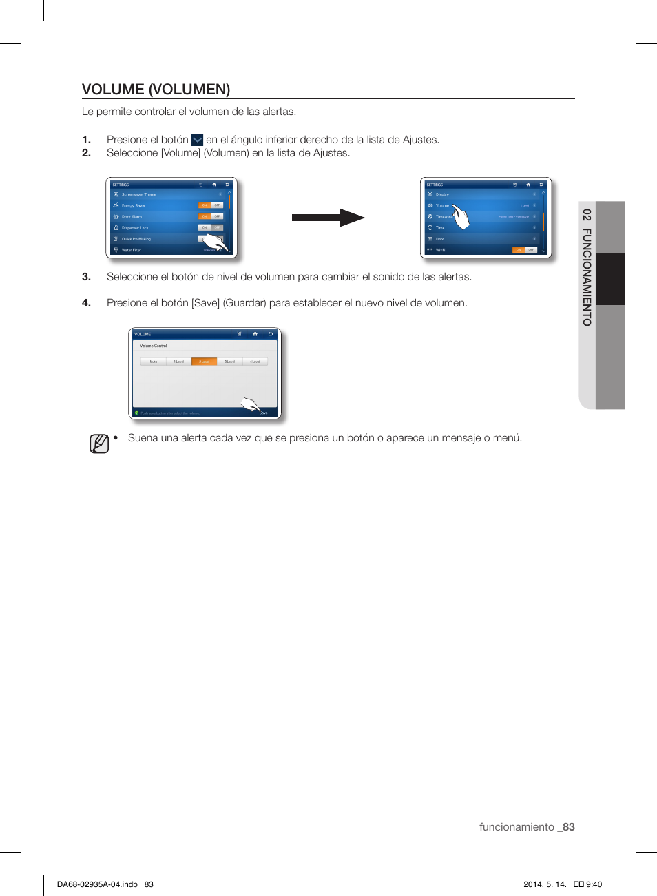 Volume (volumen) | Samsung RS27FDBTNSR-AA User Manual | Page 289 / 312