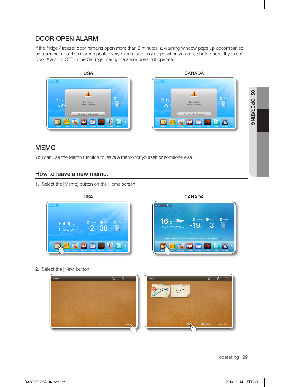 Door open alarm | Samsung RS27FDBTNSR-AA User Manual | Page 29 / 312