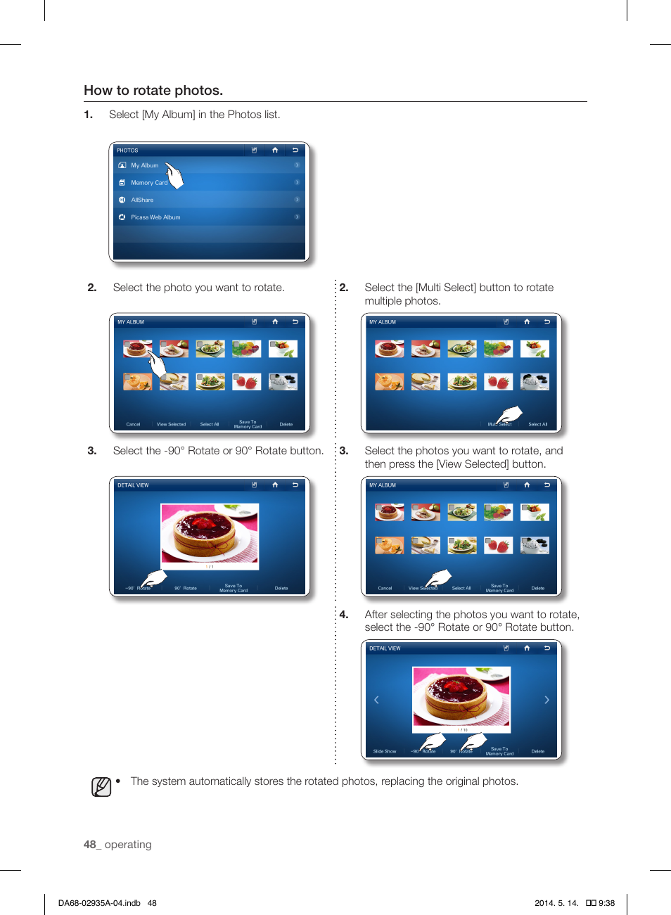 How to rotate photos | Samsung RS27FDBTNSR-AA User Manual | Page 48 / 312