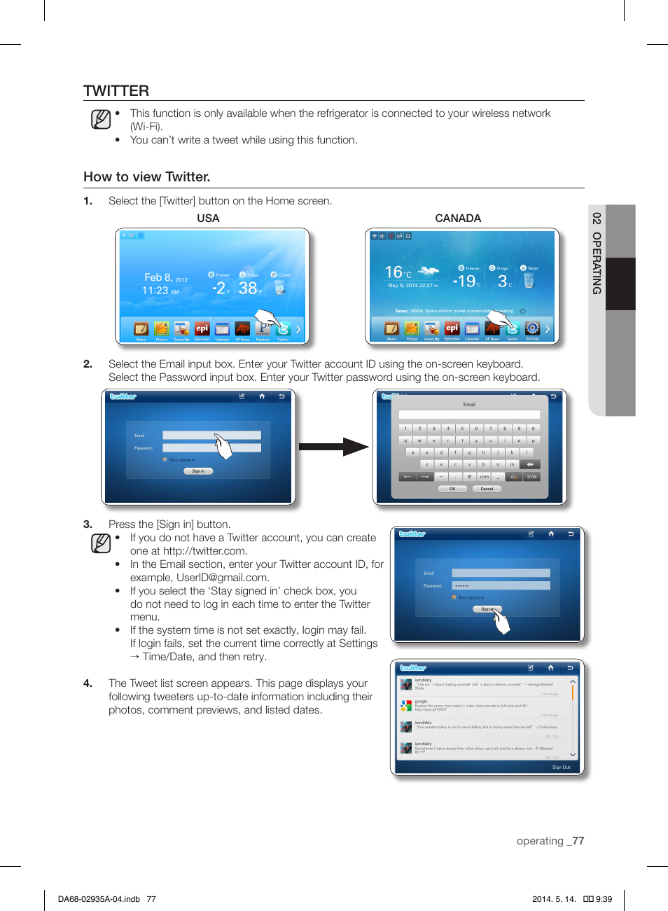 Twitter, How to view twitter | Samsung RS27FDBTNSR-AA User Manual | Page 77 / 312