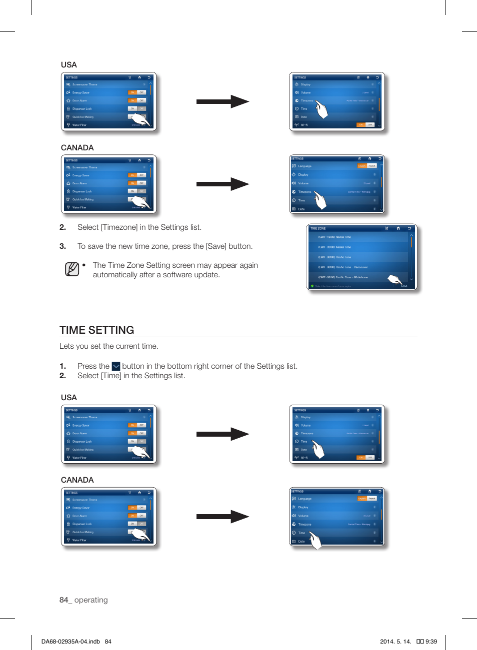 Time setting | Samsung RS27FDBTNSR-AA User Manual | Page 84 / 312
