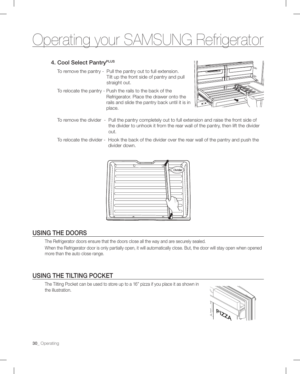Operating your samsung refrigerator | Samsung RF268ACBP-XAA User Manual | Page 30 / 84
