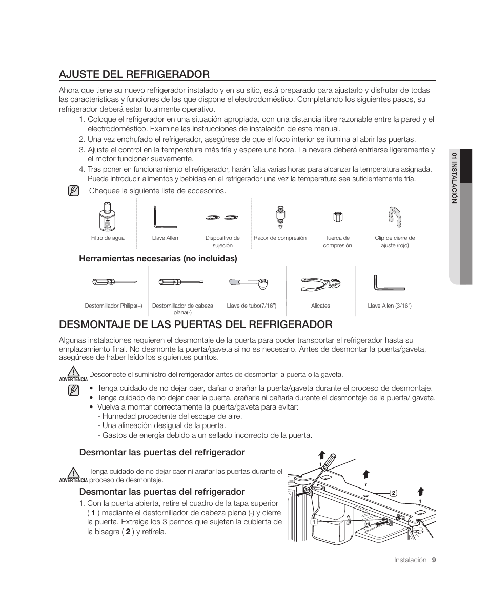 Desmontar las puertas del refrigerador | Samsung RF268ACBP-XAA User Manual | Page 51 / 84