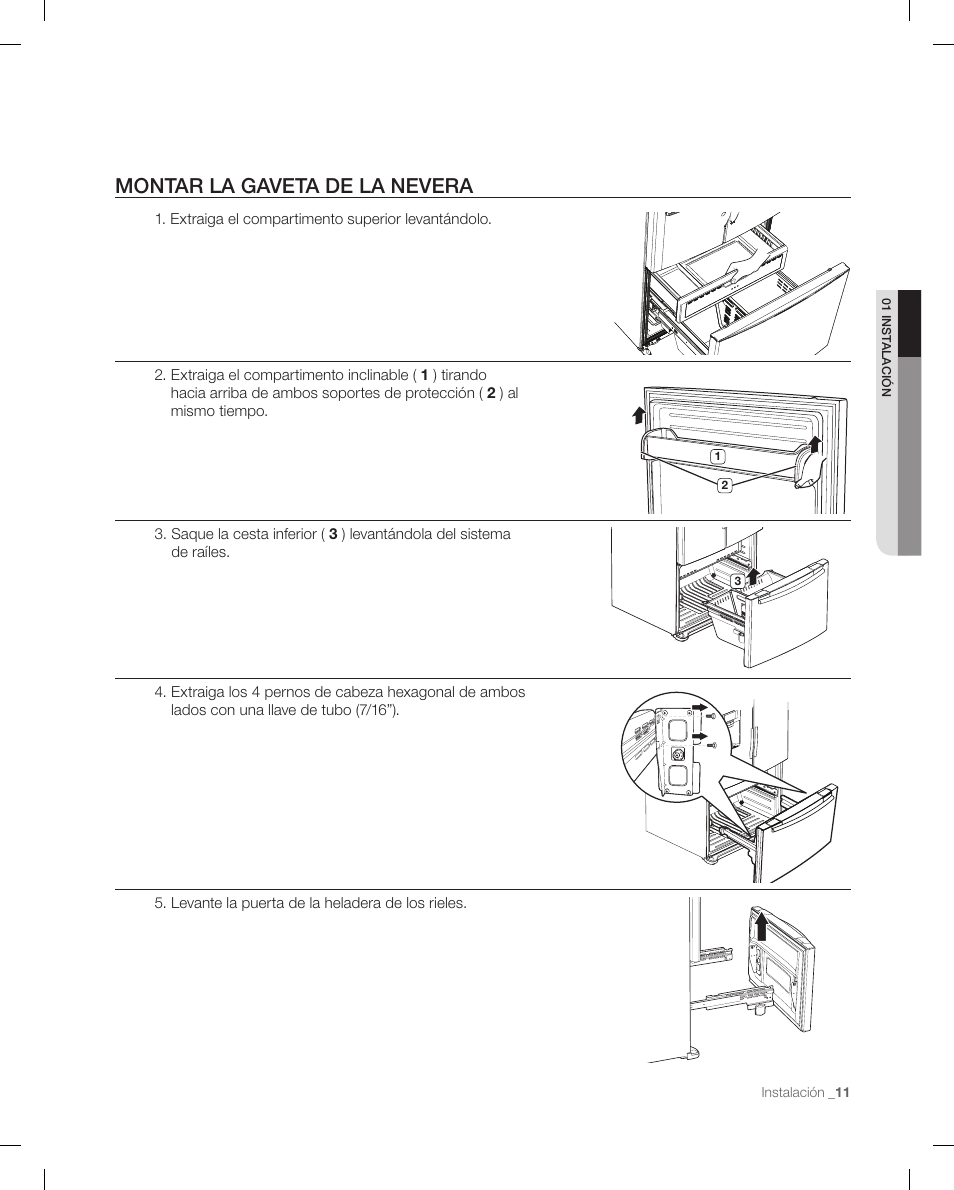 Montar la gaveta de la nevera | Samsung RF268ACBP-XAA User Manual | Page 53 / 84