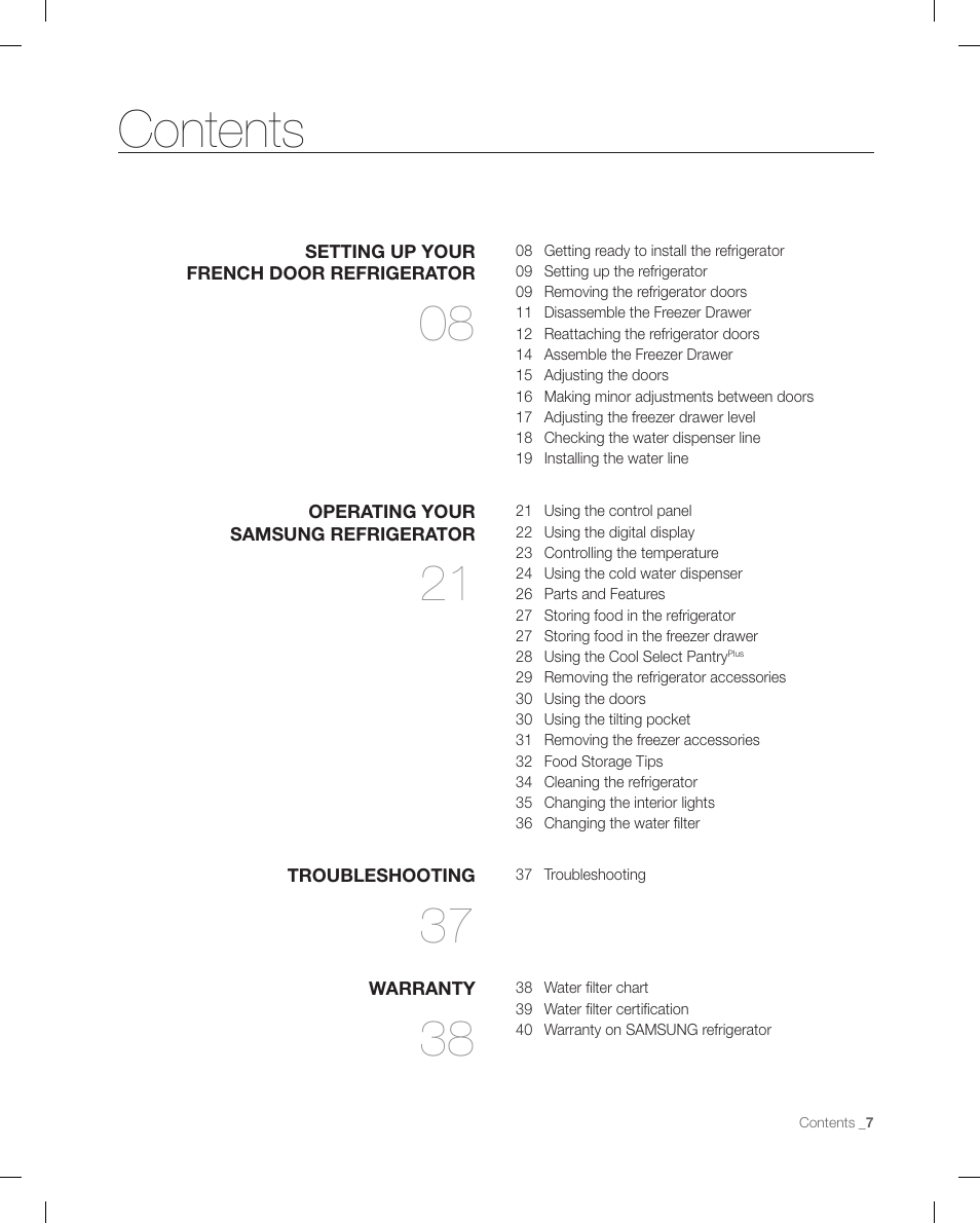 Samsung RF268ACBP-XAA User Manual | Page 7 / 84