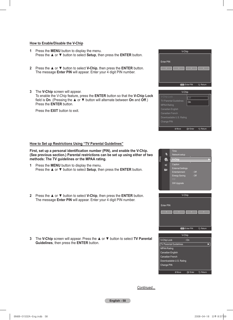 Samsung PN50A650T1FXZA User Manual | Page 58 / 232