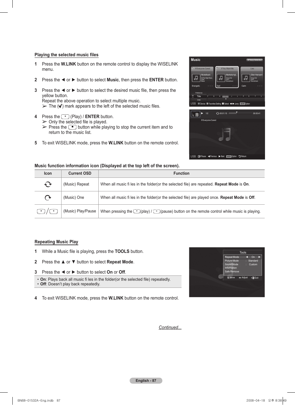 Play) / enter button, Only the selected file is played, Press the | Play) | Samsung PN50A650T1FXZA User Manual | Page 87 / 232