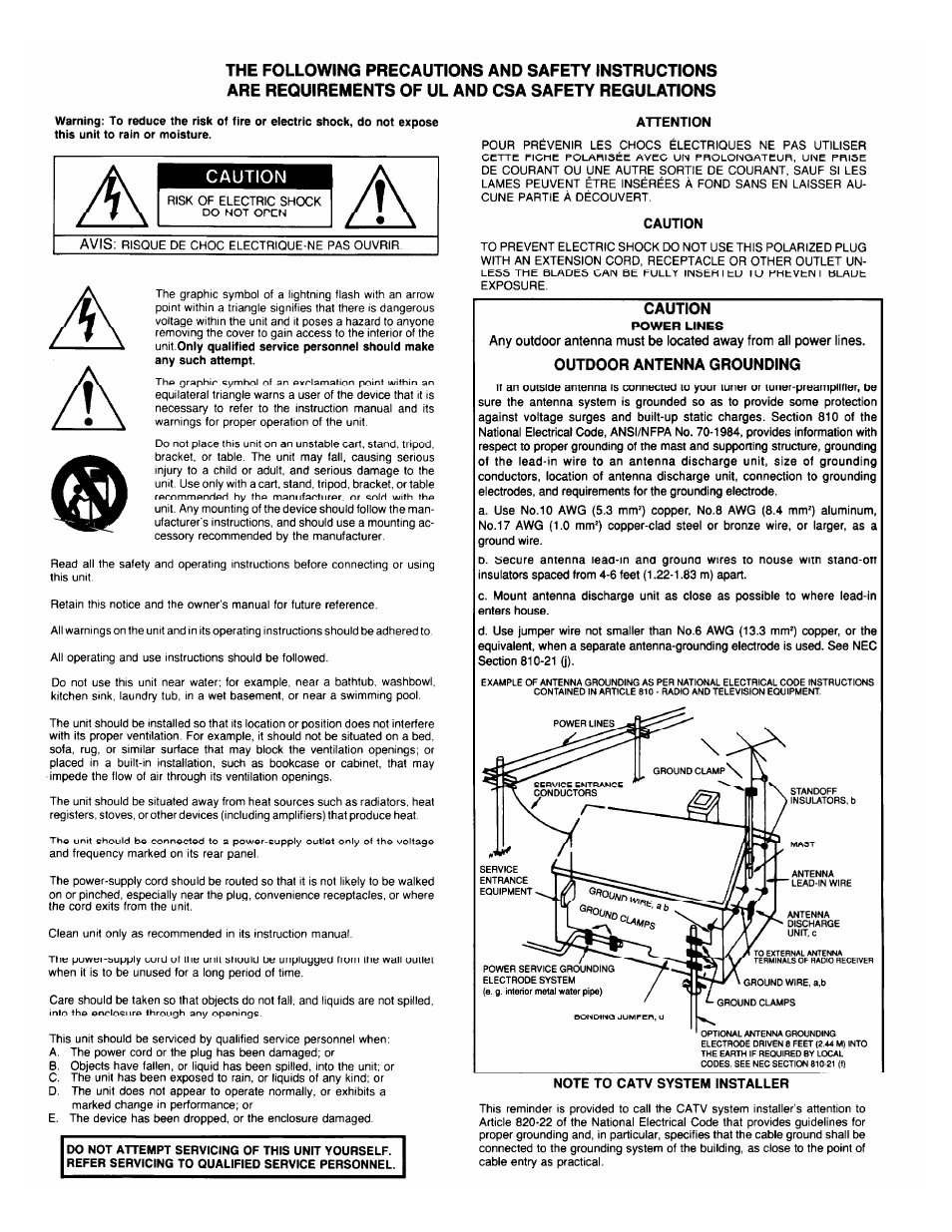 Caution | Adcom GFP-750 User Manual | Page 2 / 8