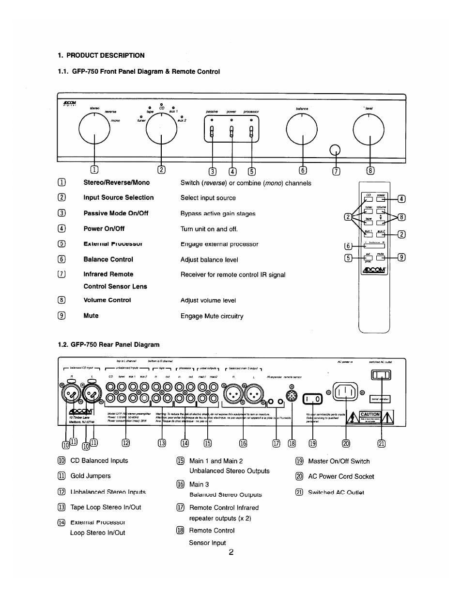 P©p ©p ©p ©p | Adcom GFP-750 User Manual | Page 3 / 8