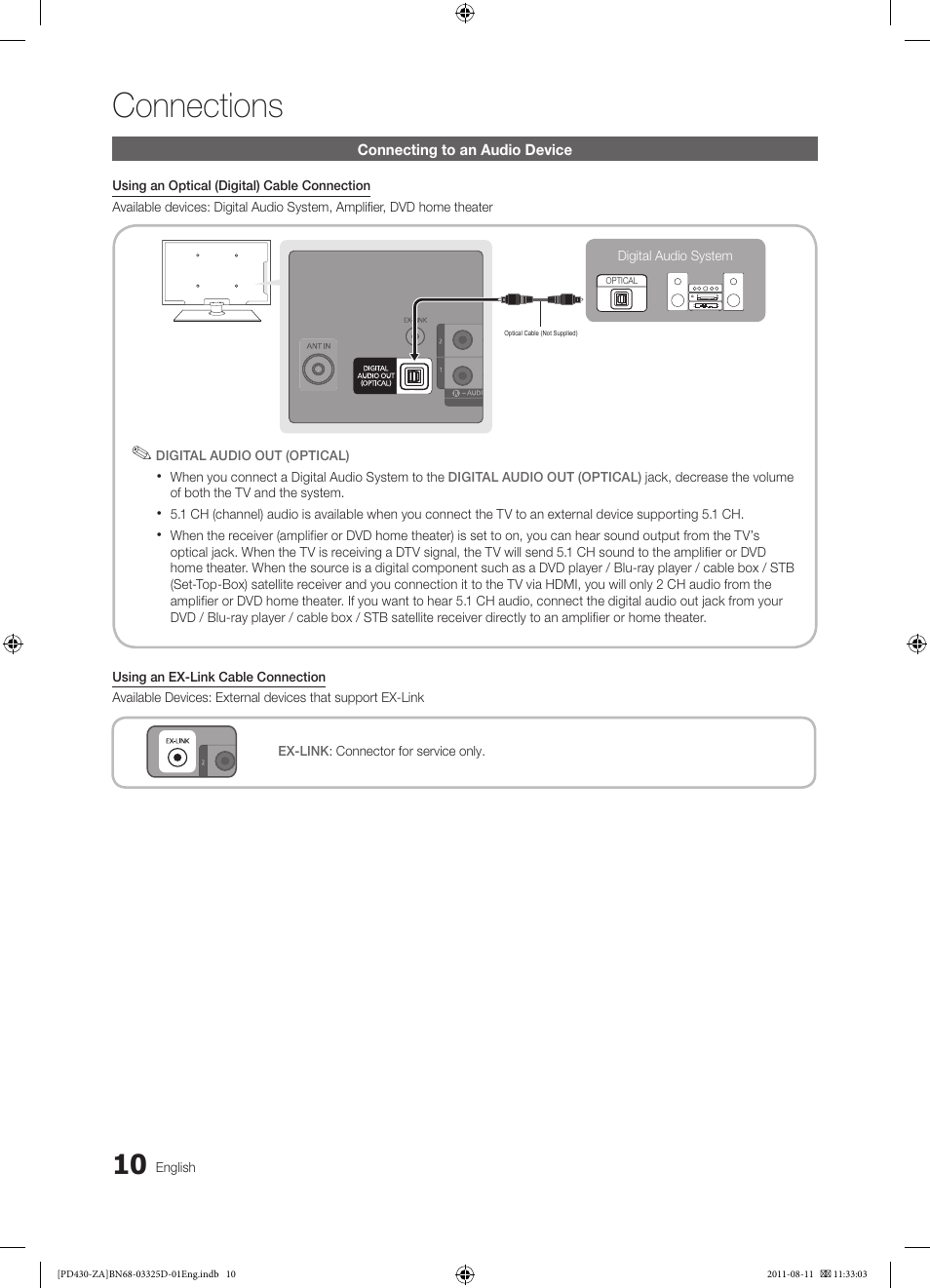 Connections | Samsung PN51D440A5DXZA User Manual | Page 10 / 40