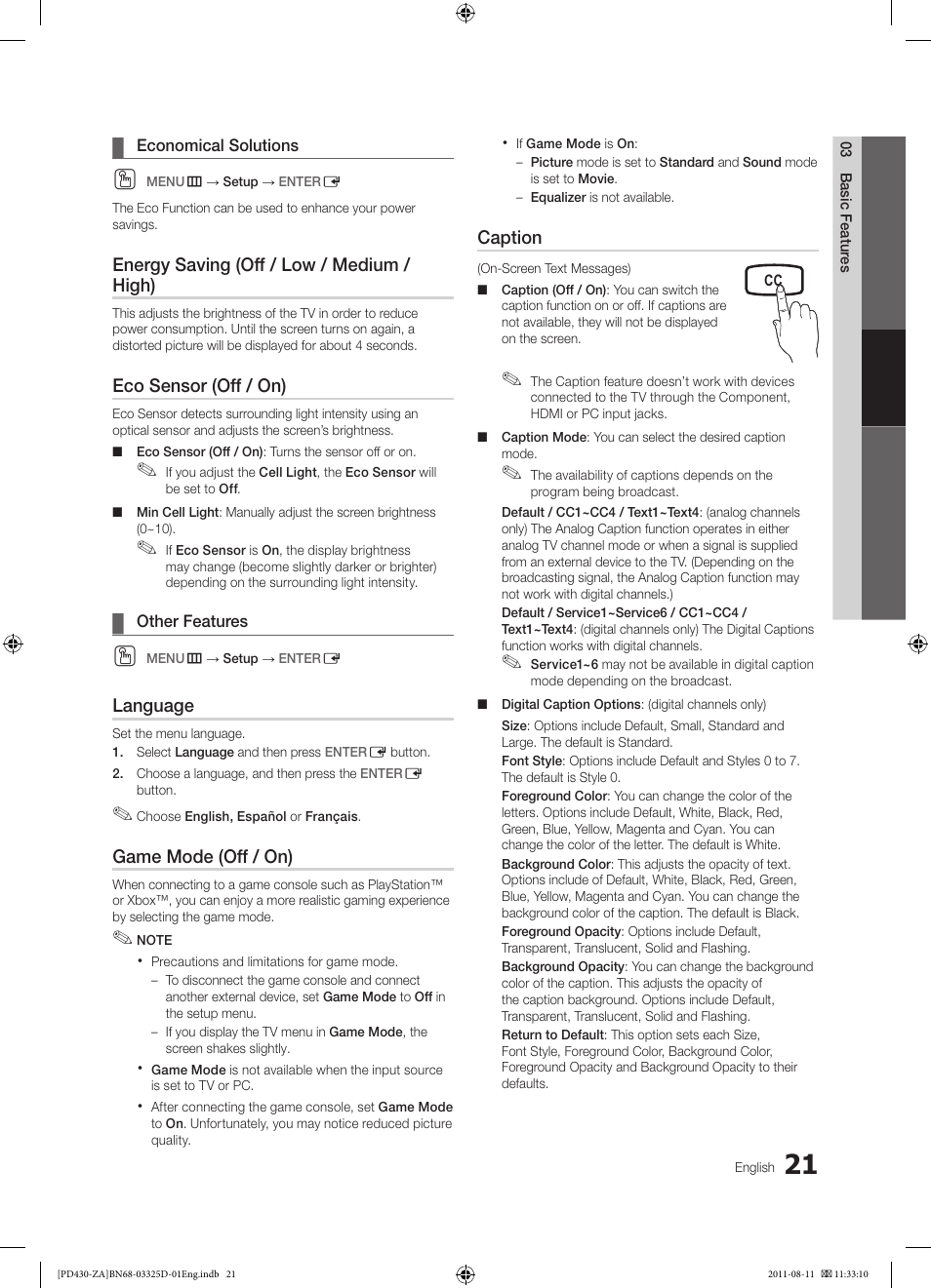 Samsung PN51D440A5DXZA User Manual | Page 21 / 40