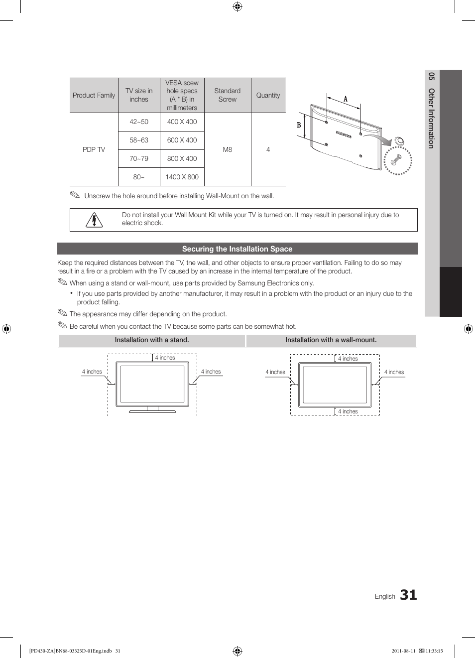 Samsung PN51D440A5DXZA User Manual | Page 31 / 40