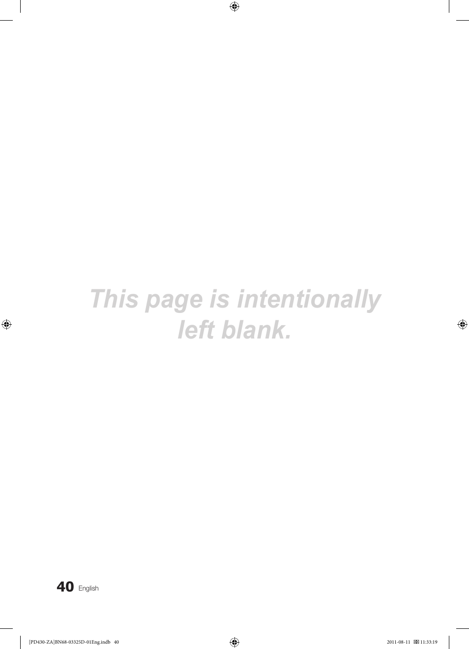 This page is intentionally left blank | Samsung PN51D440A5DXZA User Manual | Page 40 / 40