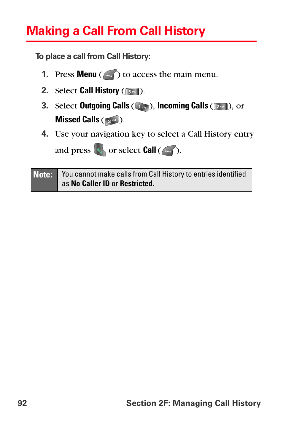 Making a call from call history | Samsung SPH-A560ABSXAR User Manual | Page 102 / 189