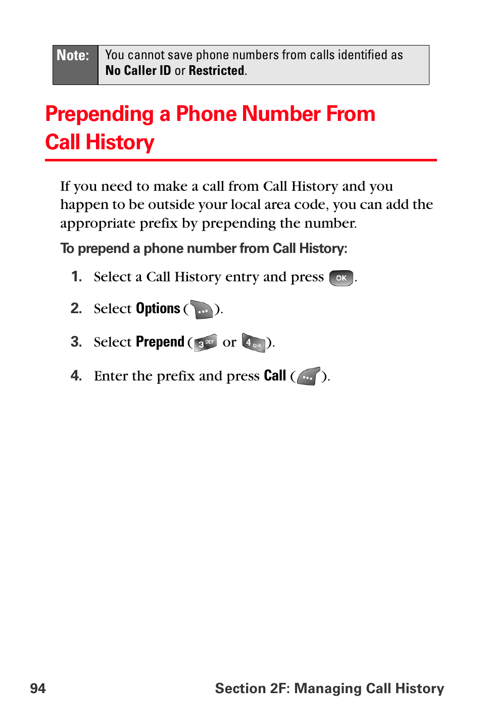 Prepending a phone number from call history | Samsung SPH-A560ABSXAR User Manual | Page 104 / 189