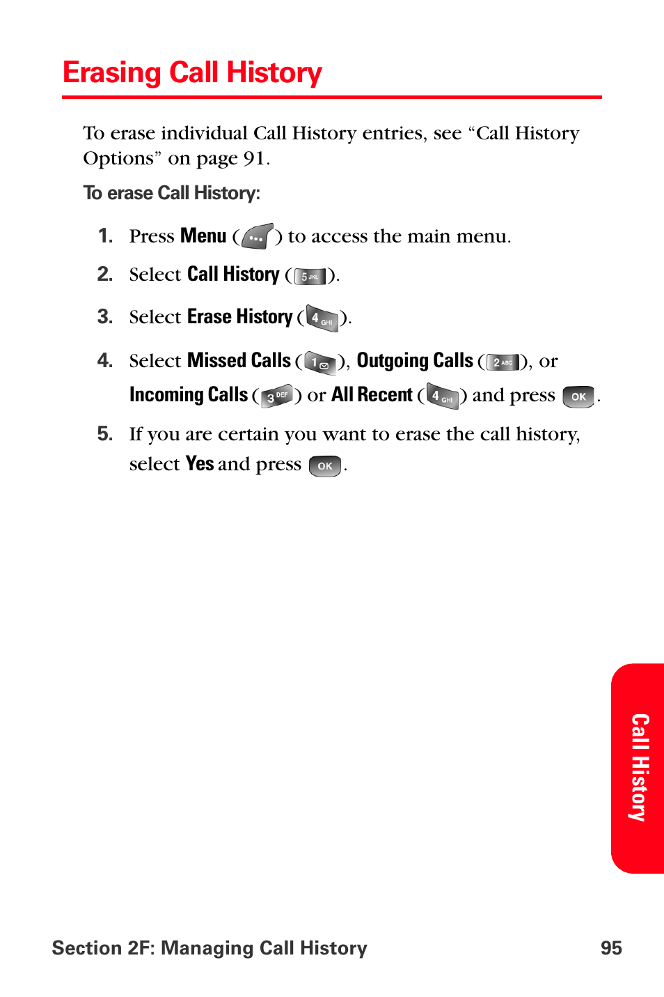 Erasing call history | Samsung SPH-A560ABSXAR User Manual | Page 105 / 189