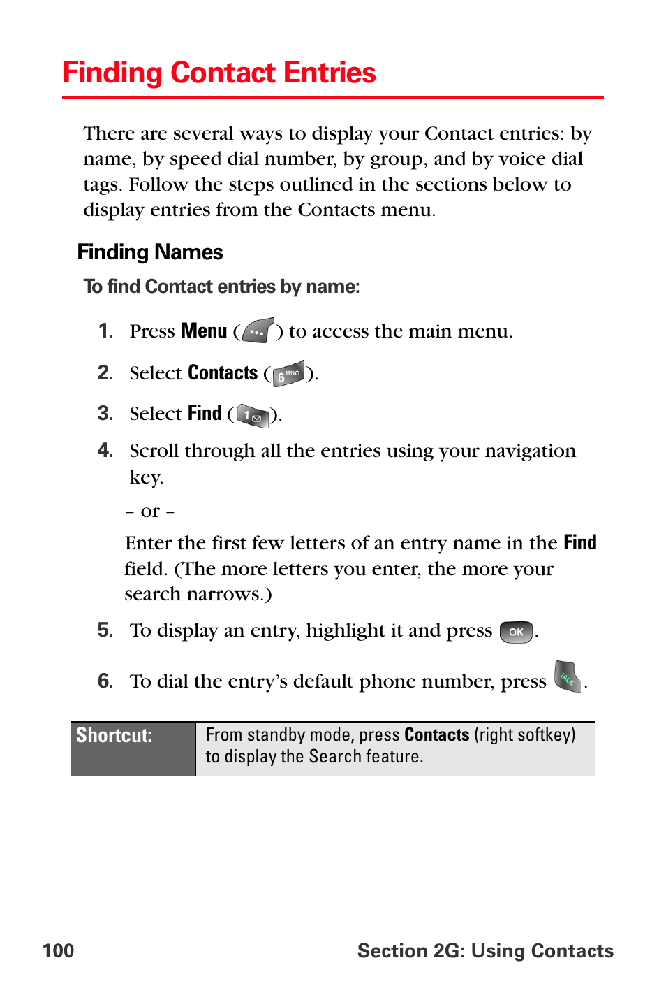 Finding contact entries | Samsung SPH-A560ABSXAR User Manual | Page 110 / 189