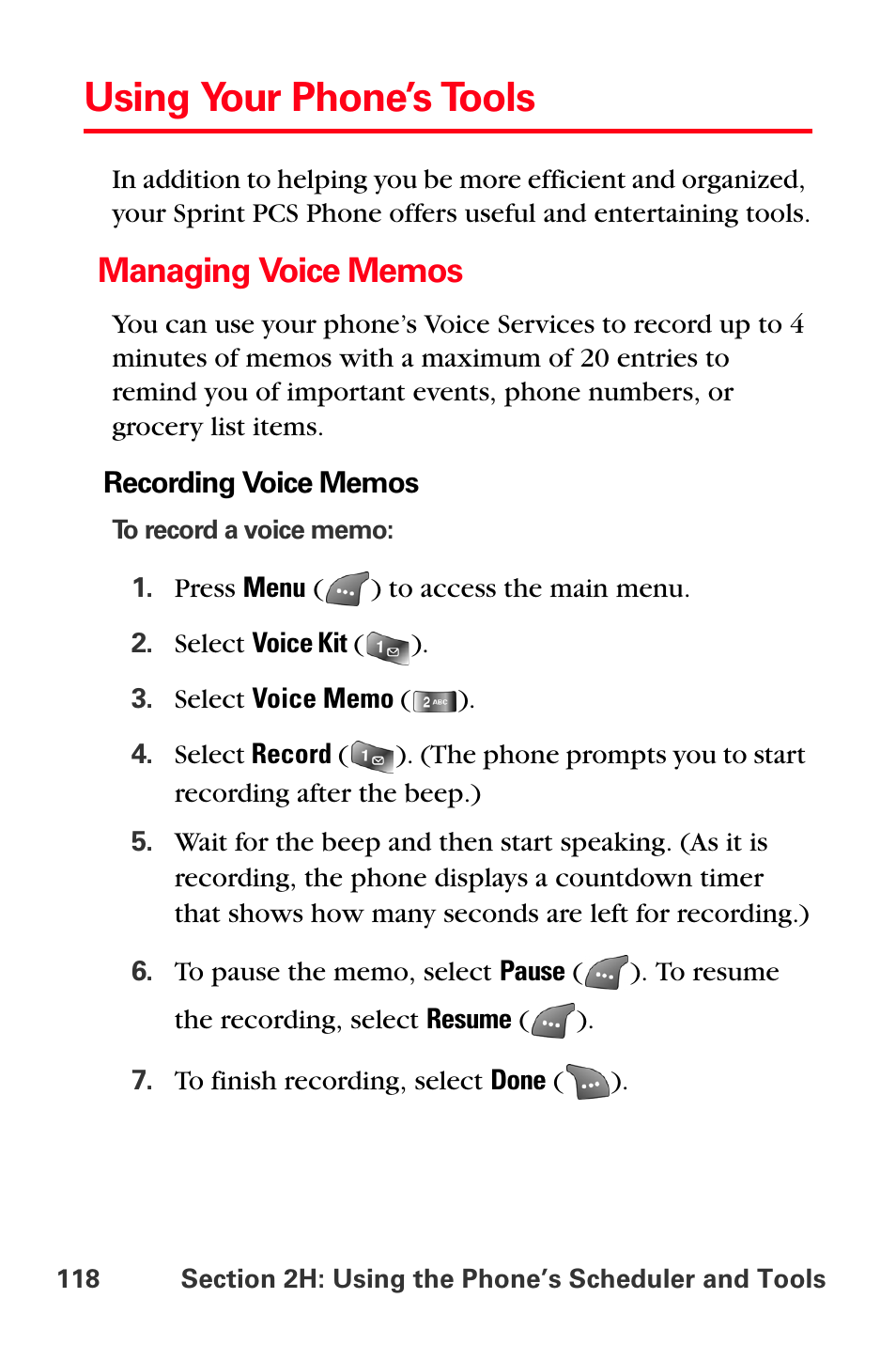 Using your phone’s tools, Managing voice memos | Samsung SPH-A560ABSXAR User Manual | Page 128 / 189