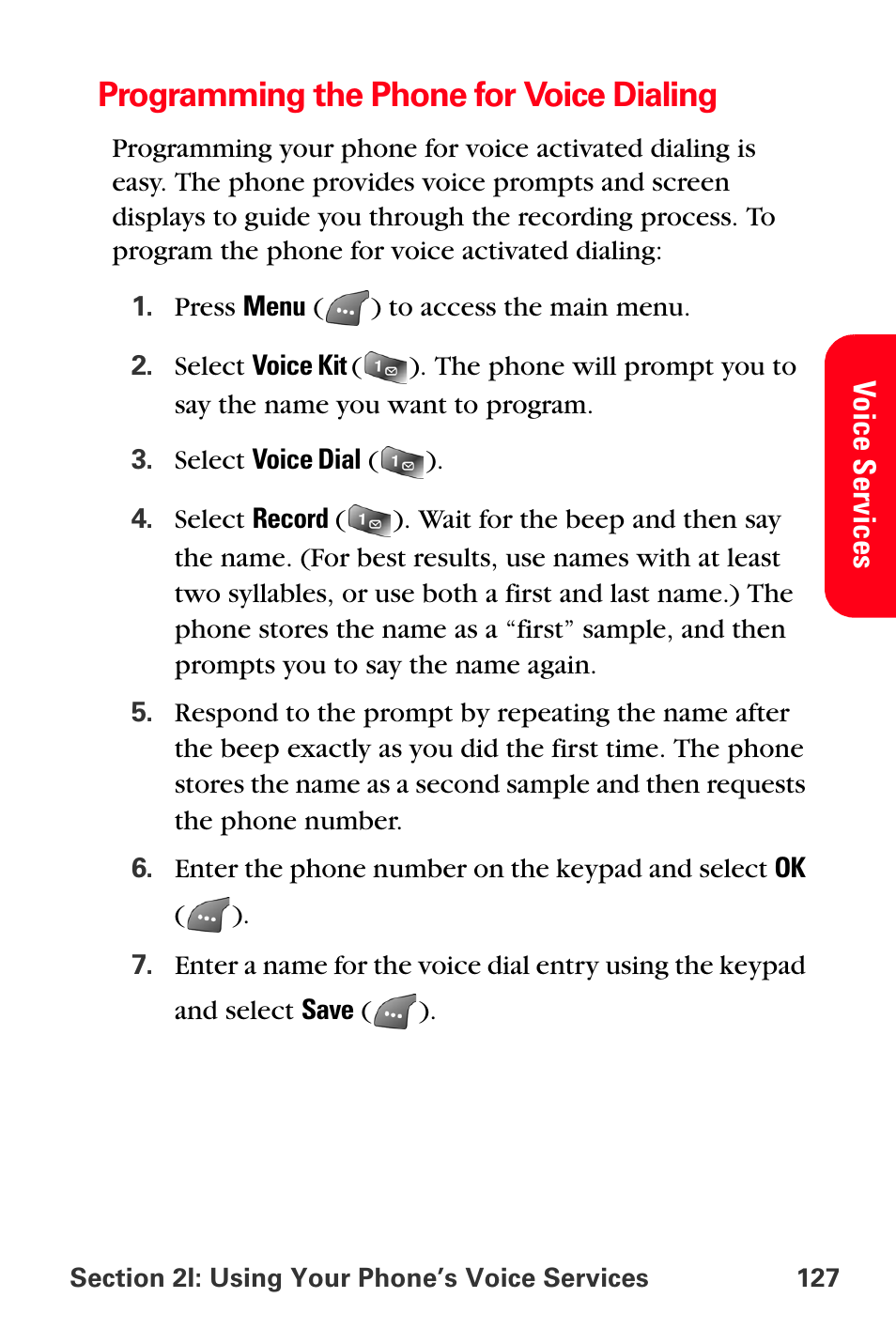 Programming the phone for voice dialing | Samsung SPH-A560ABSXAR User Manual | Page 137 / 189