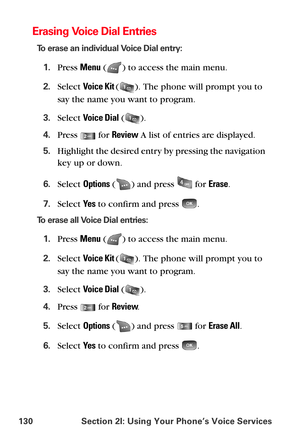 Erasing voice dial entries | Samsung SPH-A560ABSXAR User Manual | Page 140 / 189