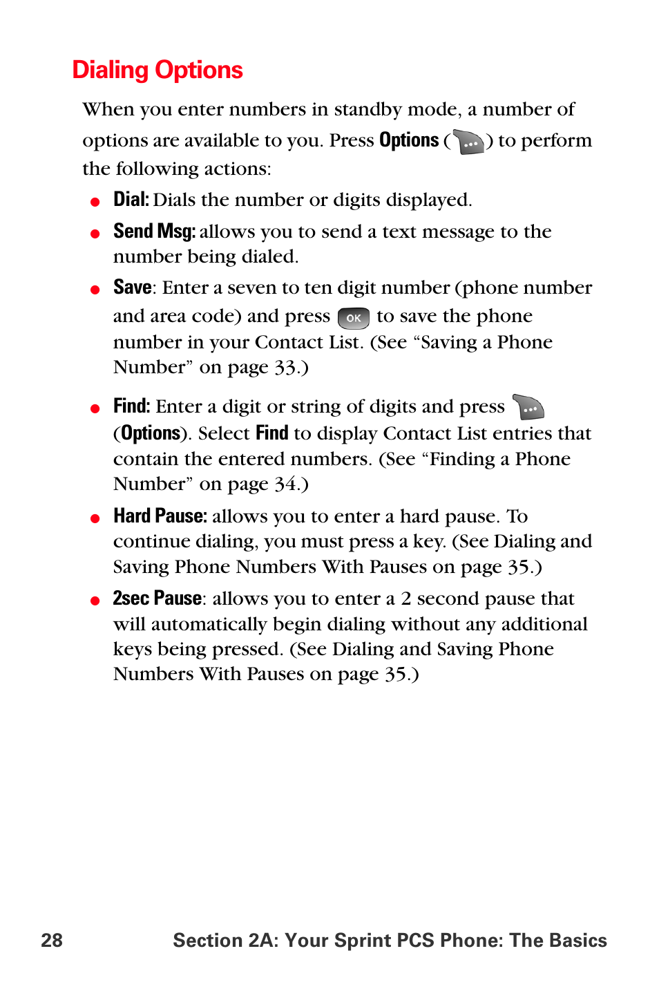 Dialing options | Samsung SPH-A560ABSXAR User Manual | Page 38 / 189