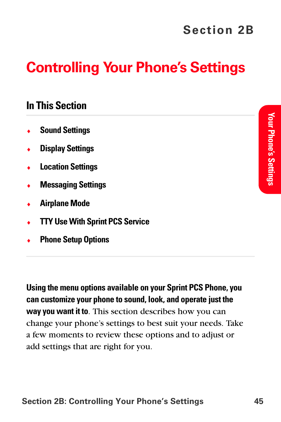 Controlling your phone’s settings, 2b. controlling your phone’s settings | Samsung SPH-A560ABSXAR User Manual | Page 55 / 189