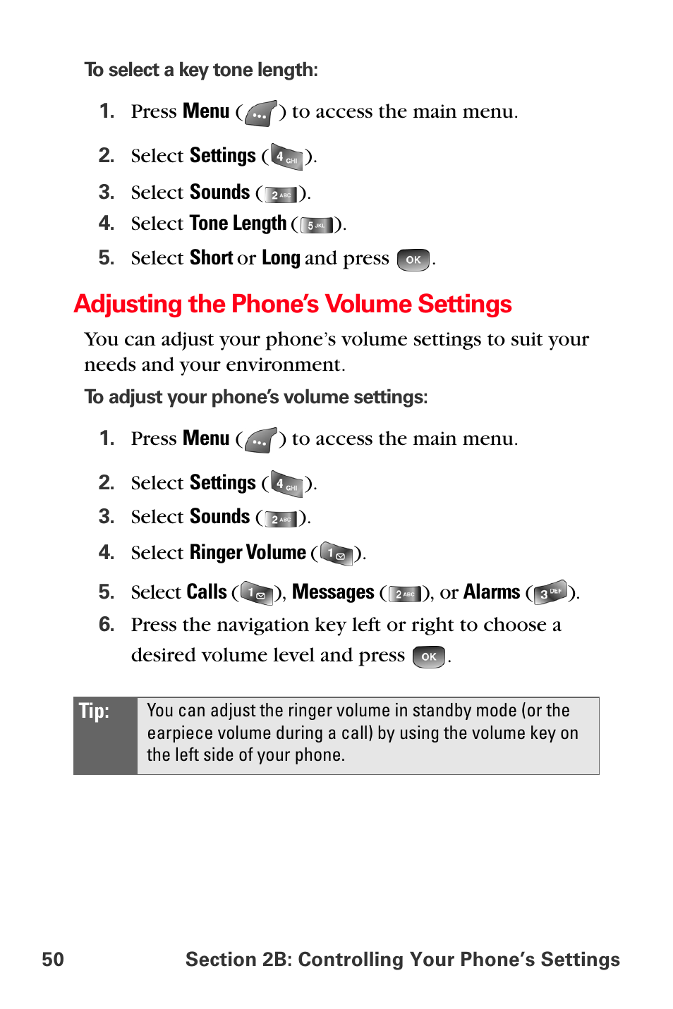 Adjusting the phone’s volume settings | Samsung SPH-A560ABSXAR User Manual | Page 60 / 189