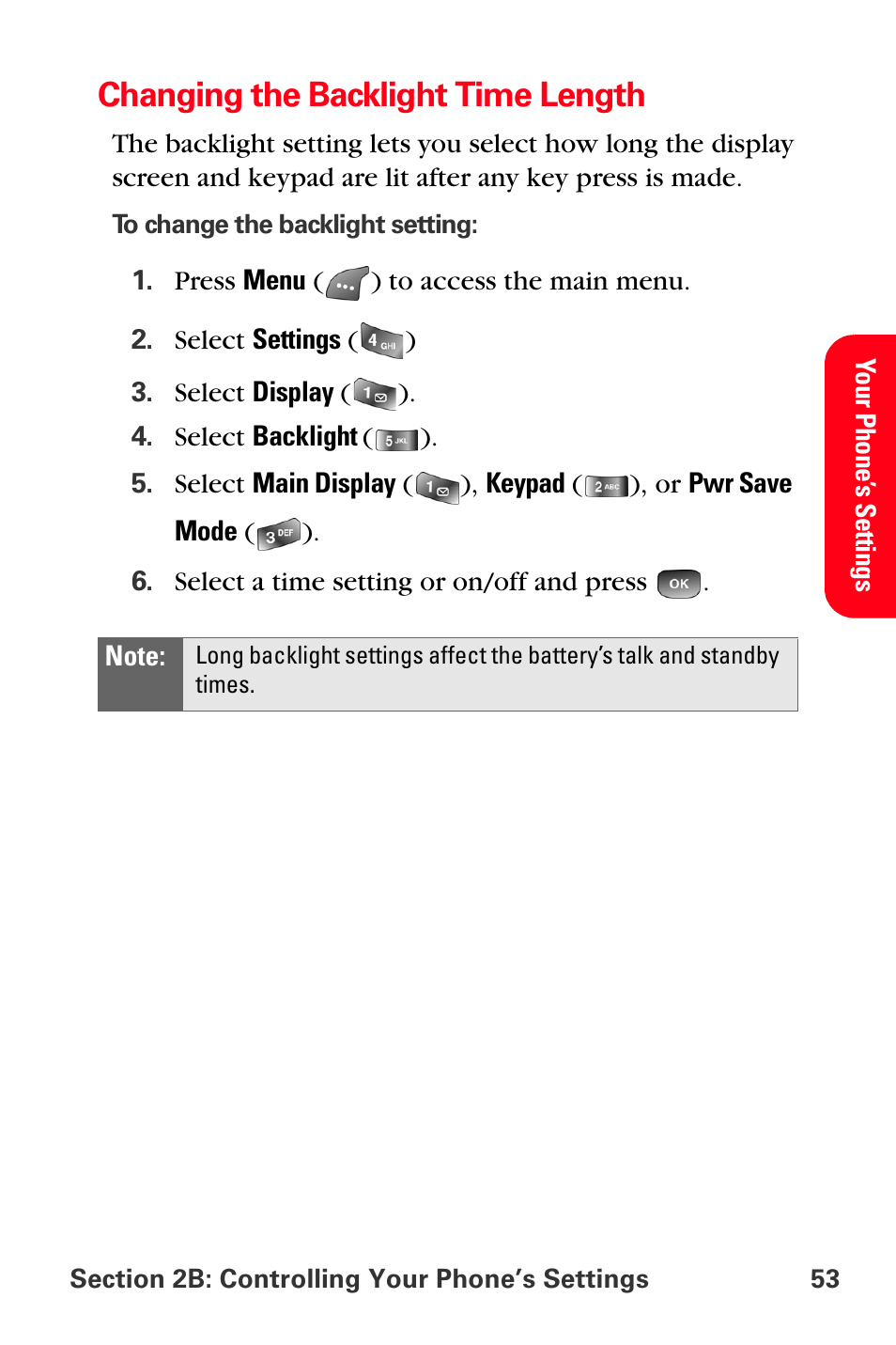 Changing the backlight time length | Samsung SPH-A560ABSXAR User Manual | Page 63 / 189