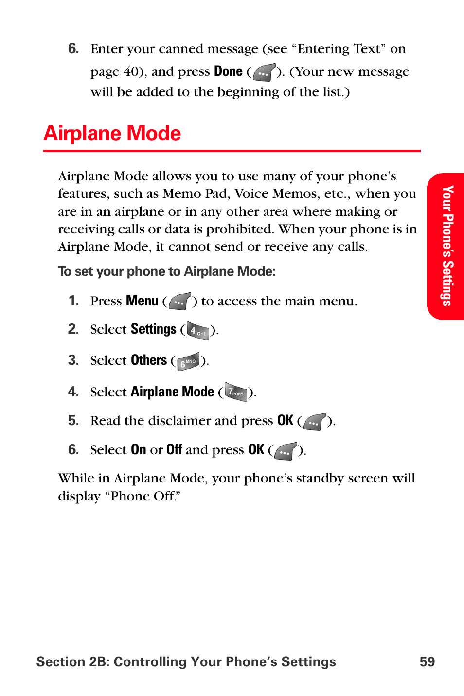 Airplane mode | Samsung SPH-A560ABSXAR User Manual | Page 69 / 189