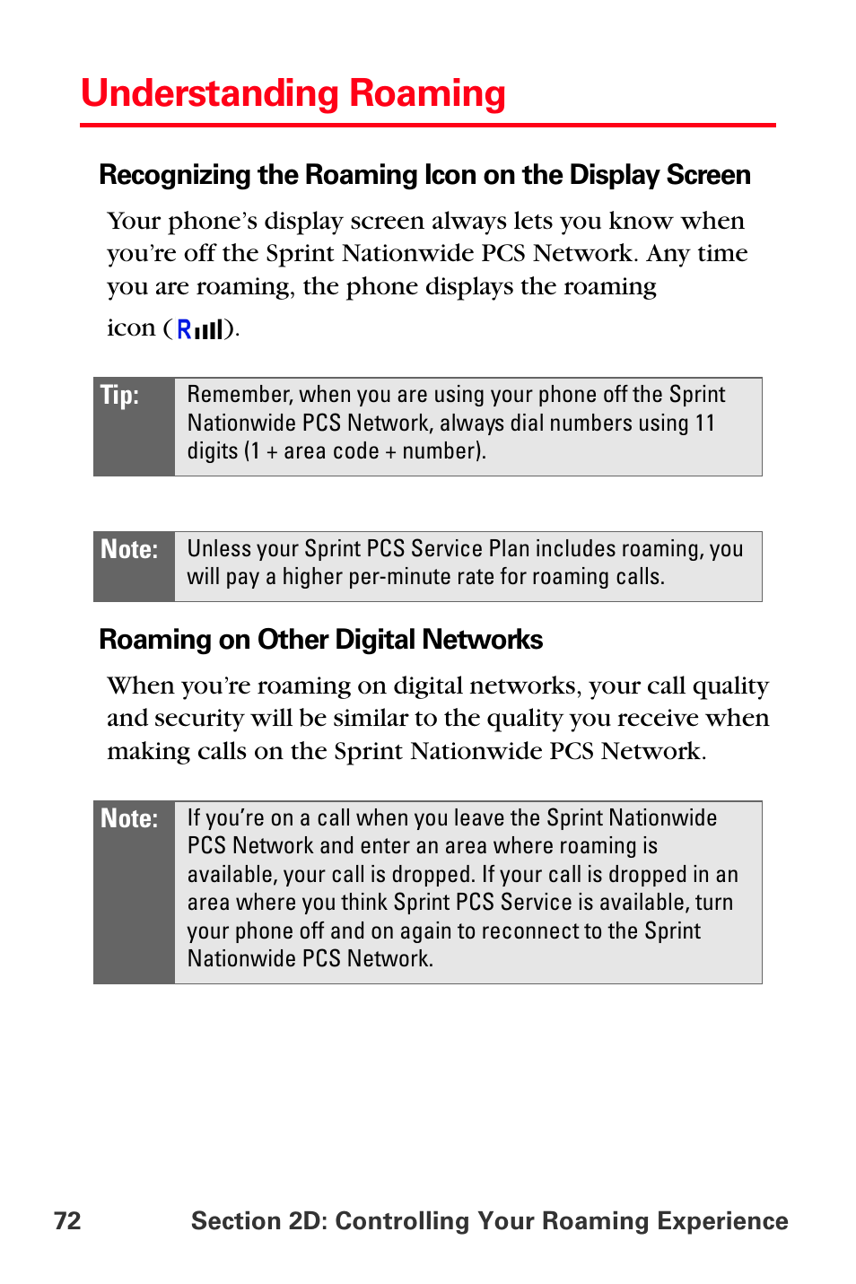 Understanding roaming | Samsung SPH-A560ABSXAR User Manual | Page 82 / 189