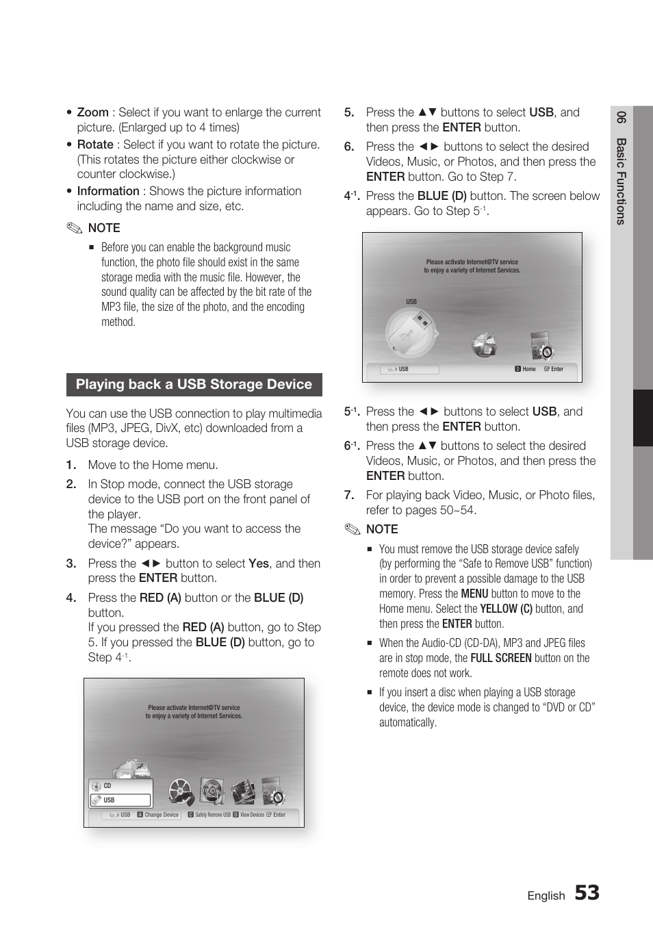 Playing back a usb storage device | Samsung BD-C6800-XAA User Manual | Page 53 / 74