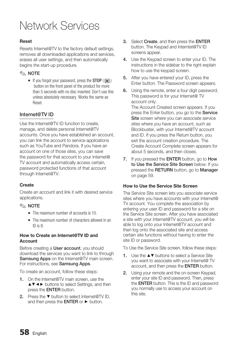 Network services | Samsung BD-C6800-XAA User Manual | Page 58 / 74
