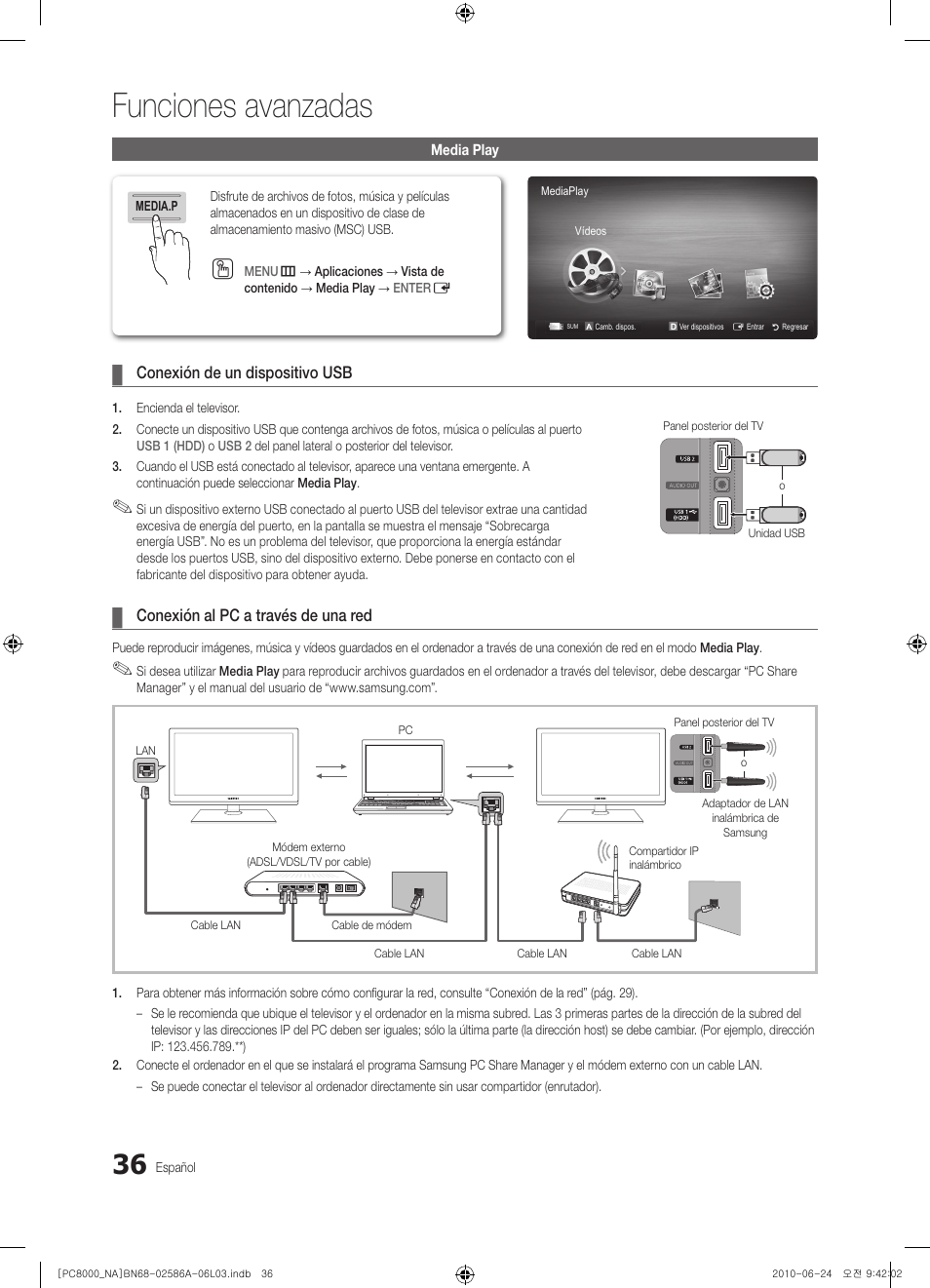 Funciones avanzadas | Samsung PN63C8000YFXZA User Manual | Page 102 / 198