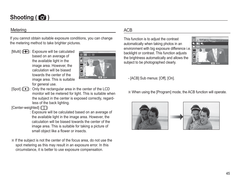 Shooting ( ) | Samsung EC-SL630ZBPSUS User Manual | Page 46 / 103